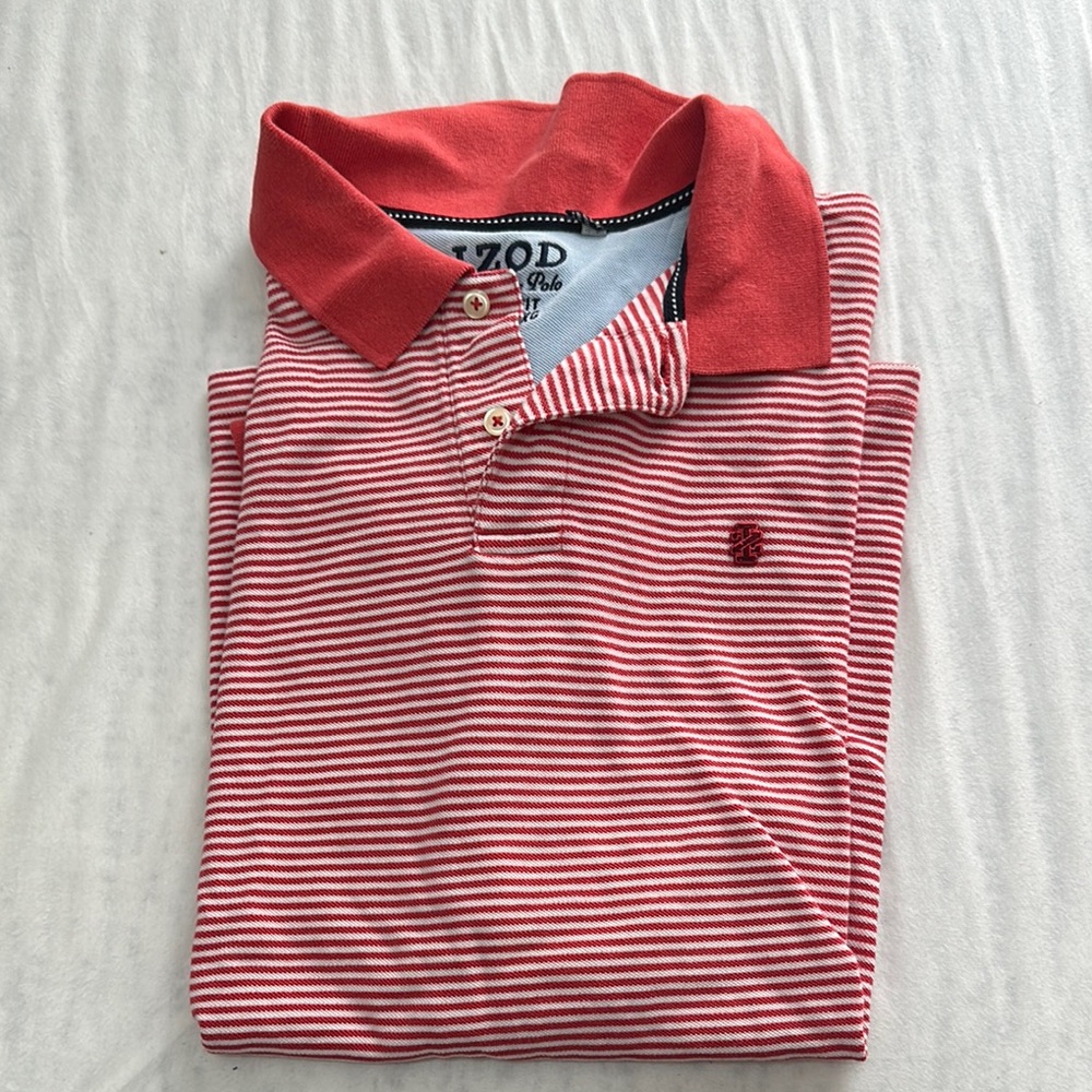 IZOD Red Striped Polo Shirt